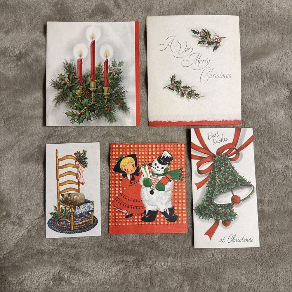 Vintage Lot Of Five Christmas Cards